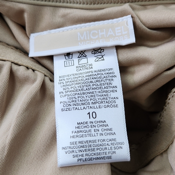 MICHAEL Michael Kors Logo Khaki One Piece Swimsuit Size 10 Padded NWT - Picture 6 of 9